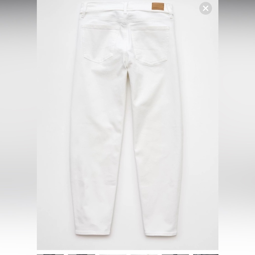 NWT AE White Mid Rise Stretch barrel jeans - Picture 10 of 12